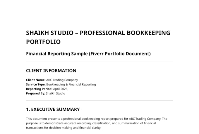 do bookkeeping ,financial statements and excel accounting